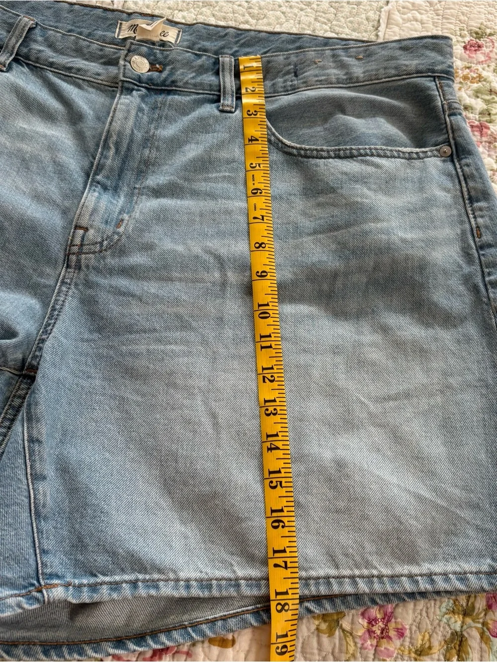 Madewell Baggy Jean Shorts Blue Women's Washed Blue Denim Size 18W Distressed